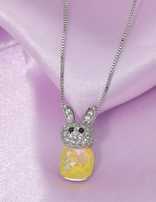 Swarovski Crystal Yellow Teddy Bear Chain Pendant