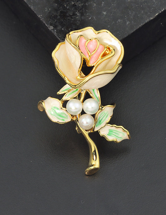 Designer Ceramic Rose Saree Pin