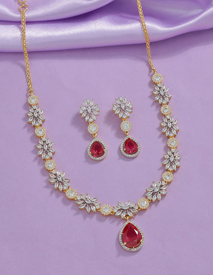 Designer Zirconia Floral Elegance Necklace Set