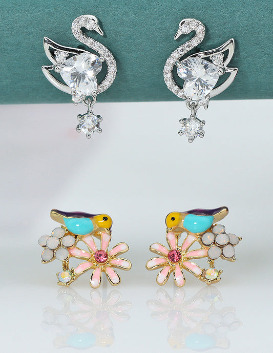 Designer Ceramic and Zirconia Earrings Combo