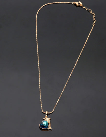 Swarovski Crystal Dolphin Heart Chain Pendant
