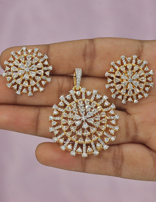 Designer Zirconia GJ Polish Pendant Set