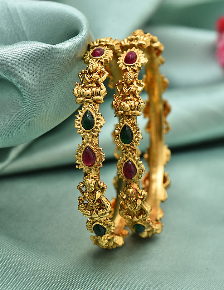 Antique Lakshmi Devi Kid Bangles ZBGL11134 Violet Purple Designer Fashion Jewellery
