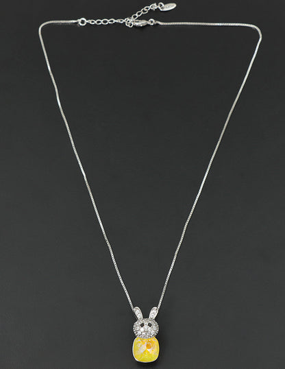 Swarovski Crystal Yellow Teddy Bear Chain Pendant