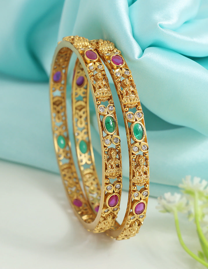 Designer Lakshmi Devi Matt Stone Bangles ZBGL11199