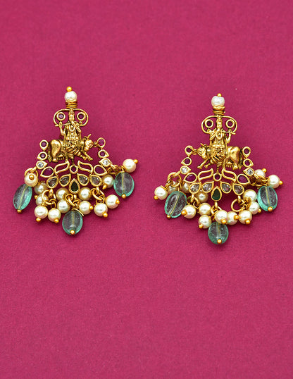 Designer Guttapusalu Necklace Set With Lord Krishna
