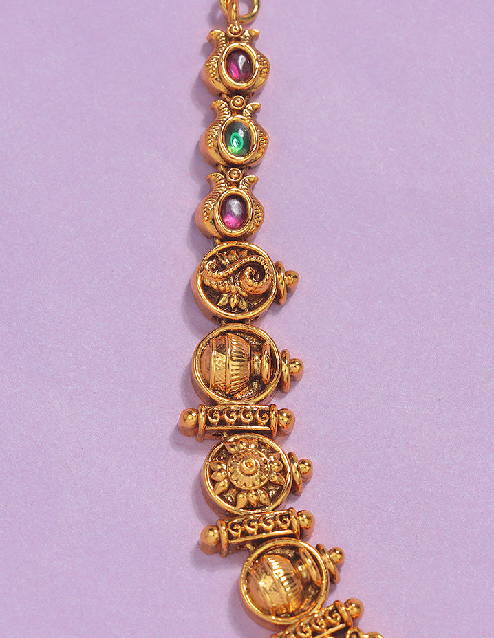 Designer Elegant Lakshmi Devi Matt Kempu Necklace Set