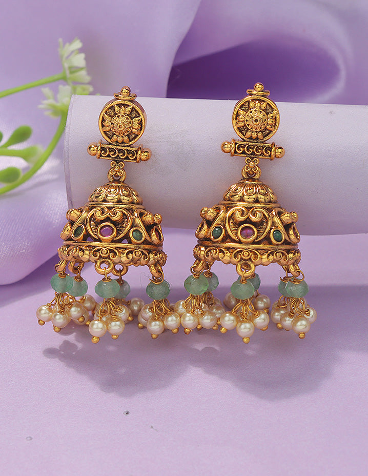 Designer Elegant Lakshmi Devi Matt Kempu Necklace Set