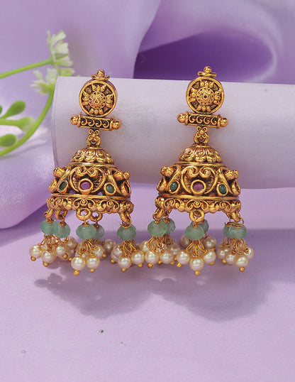 Designer Elegant Lakshmi Devi Matt Kempu Necklace Set