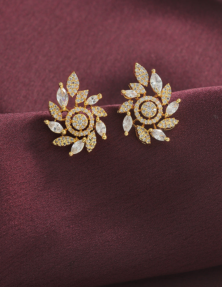 Designer Zirconia Floral Stud Earrings