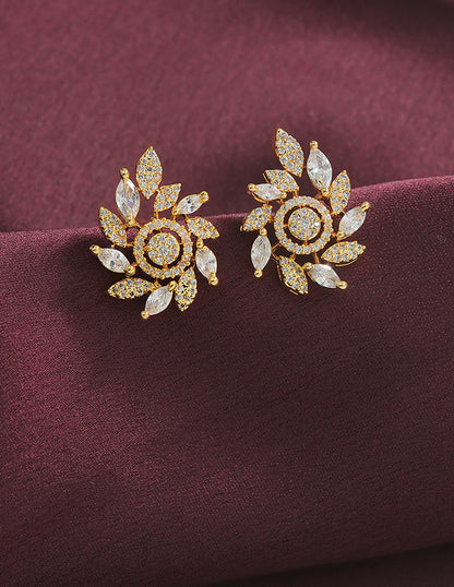 Designer Zirconia Floral Stud Earrings