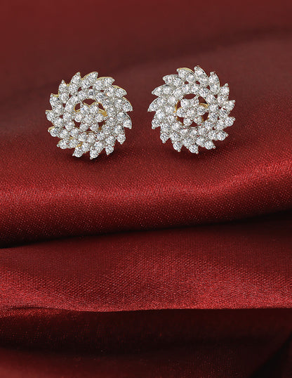 Designer Floral Diamond Bloom Stud Earrings
