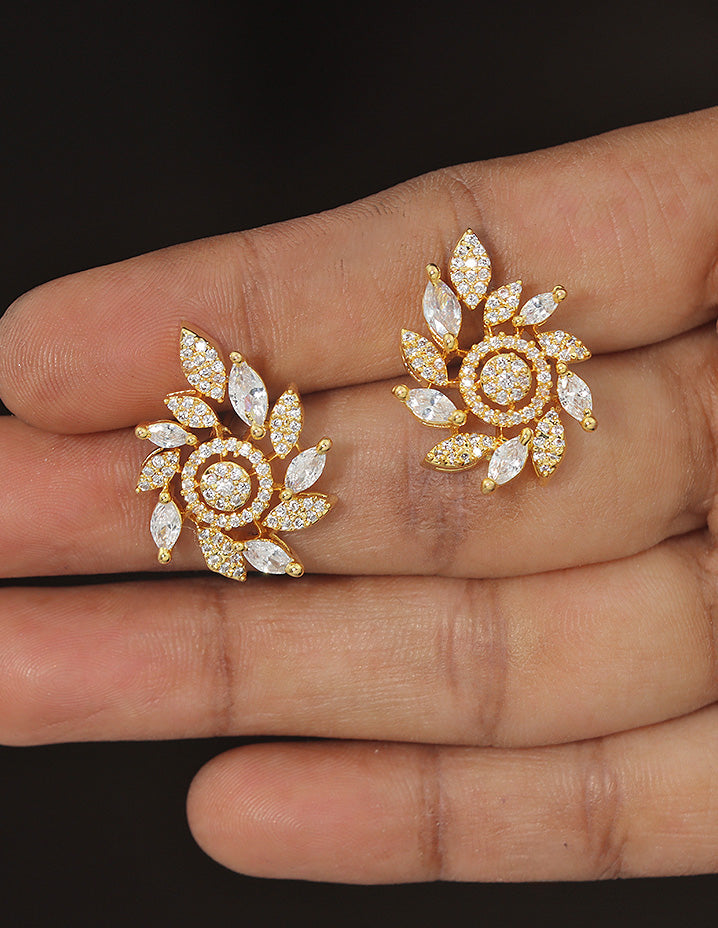 Designer Zirconia Floral Stud Earrings