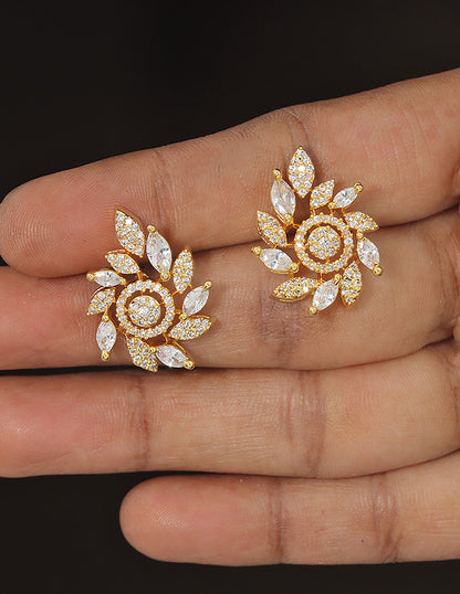 Designer Zirconia Floral Stud Earrings