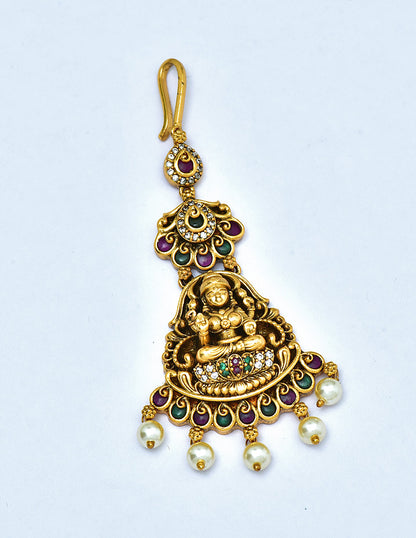 Designer Antique Lakshmi Devi Maang Tikka