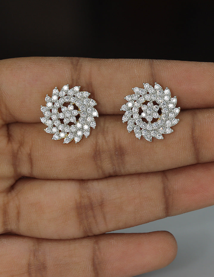 Designer Floral Diamond Bloom Stud Earrings