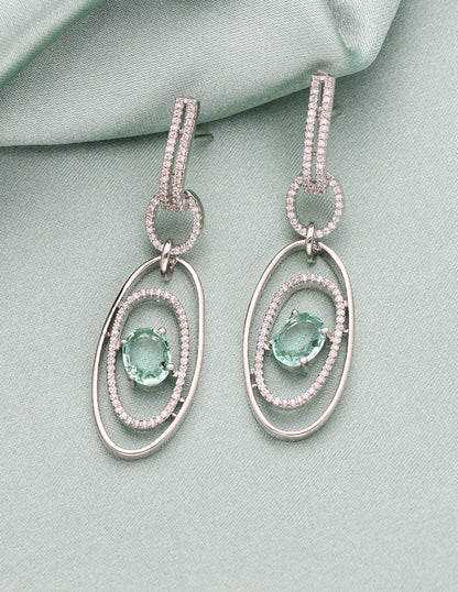 Mint Green Zirconia Concentric Dangler Earrings