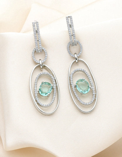 Mint Green Zirconia Concentric Dangler Earrings