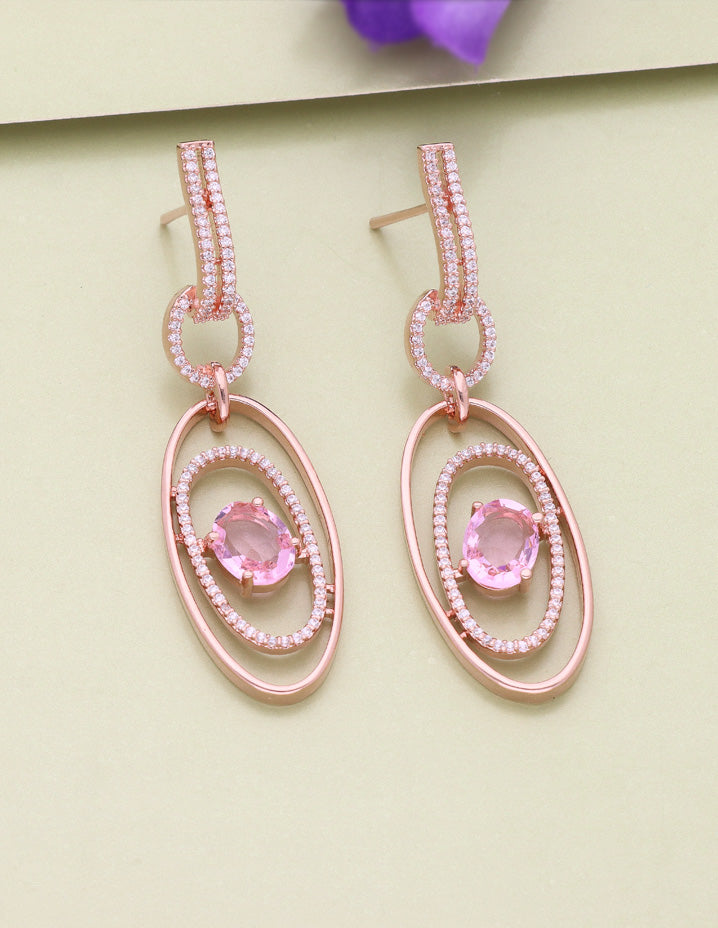Barbie Pink Zirconia Concentric Dangler Earrings
