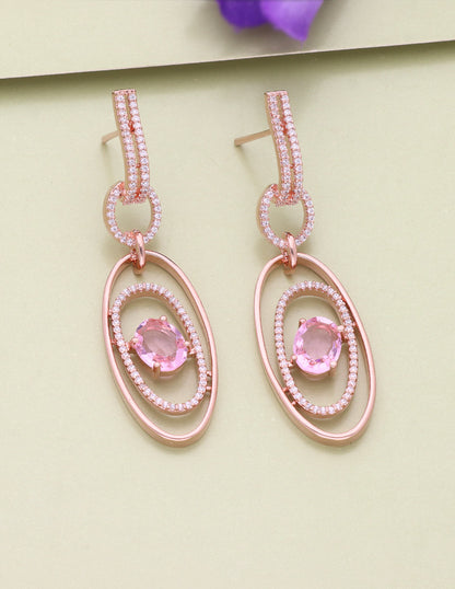 Barbie Pink Zirconia Concentric Dangler Earrings