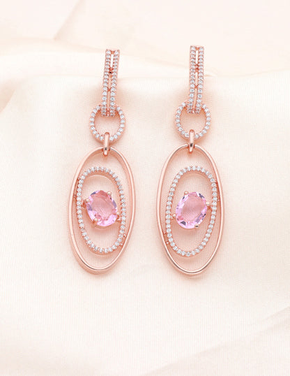 Barbie Pink Zirconia Concentric Dangler Earrings