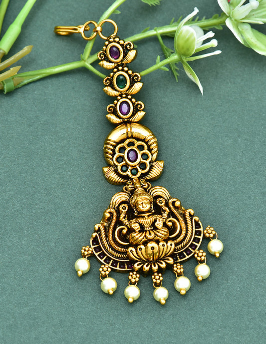 Designer Antique Lakshmi Devi Maang Tikka