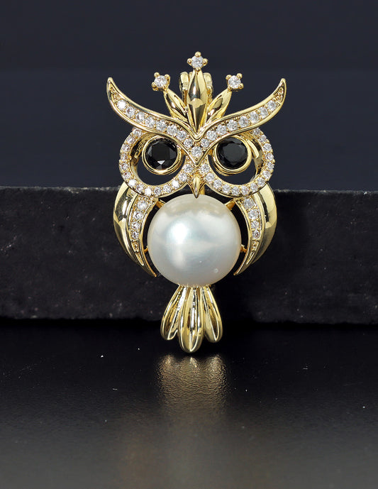 Designer Gold Polish Zirconia Brooch