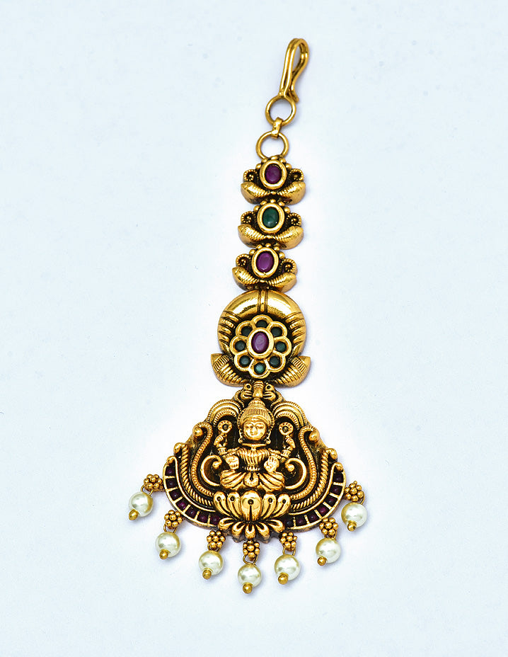 Designer Antique Lakshmi Devi Maang Tikka