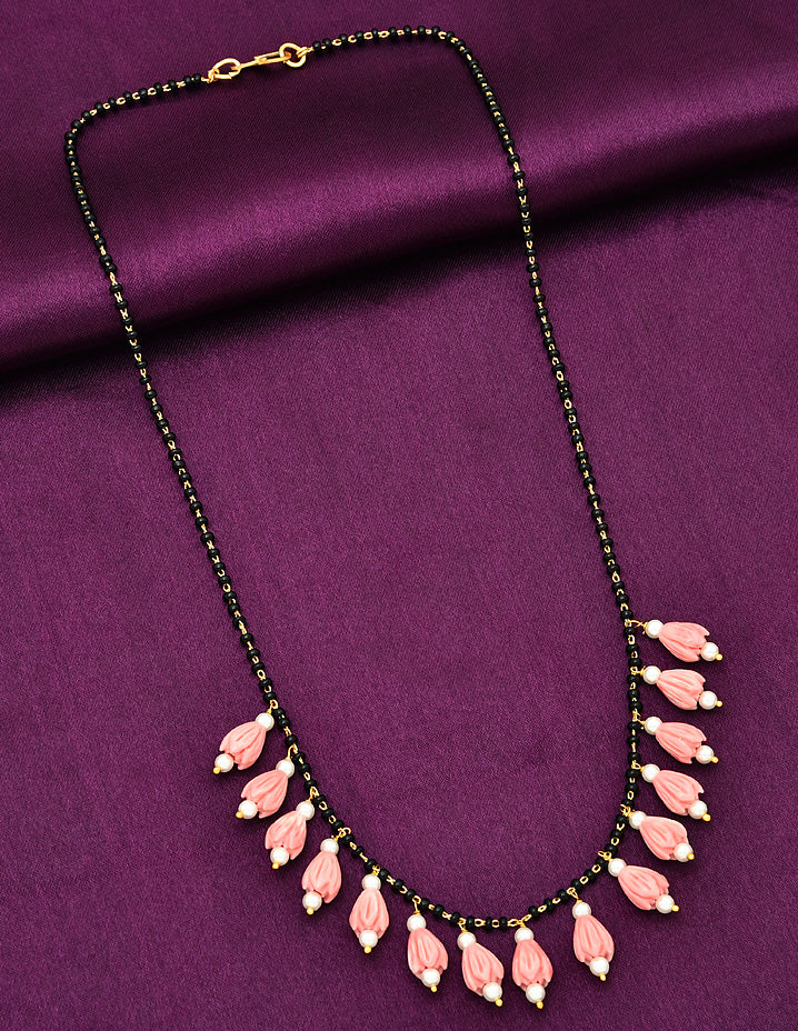 Designer Peach Black Beads