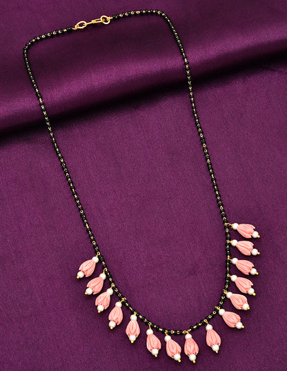 Designer Peach Black Beads