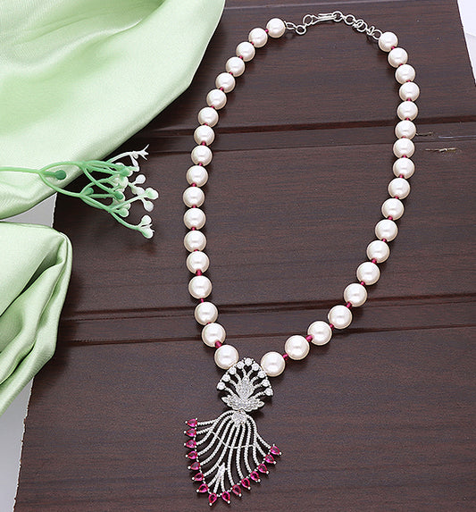 Designer Zirconia Pearl Chain Pendant