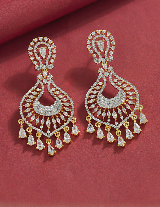 Designer Zirconia Celestial Grace Teardrop Drop Earrings