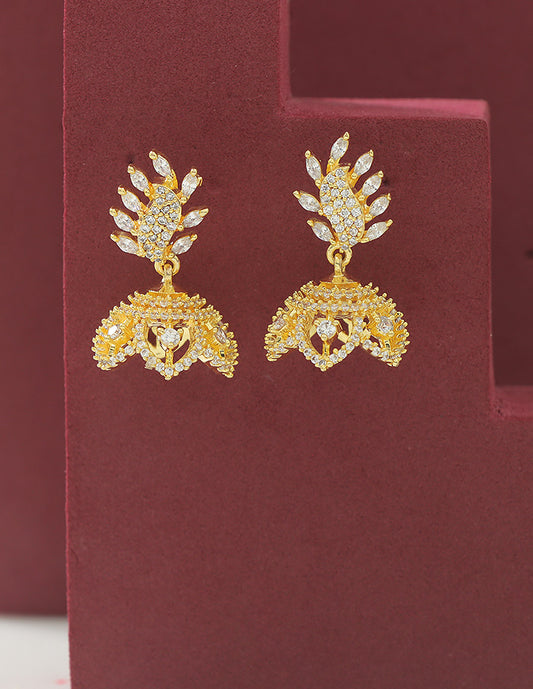 Designer Zirconia Gold Polish Royal Radiance Jhumka