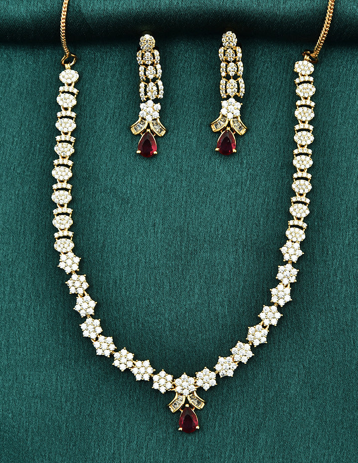 Designer Gold Polish Zirconia Necklace Set