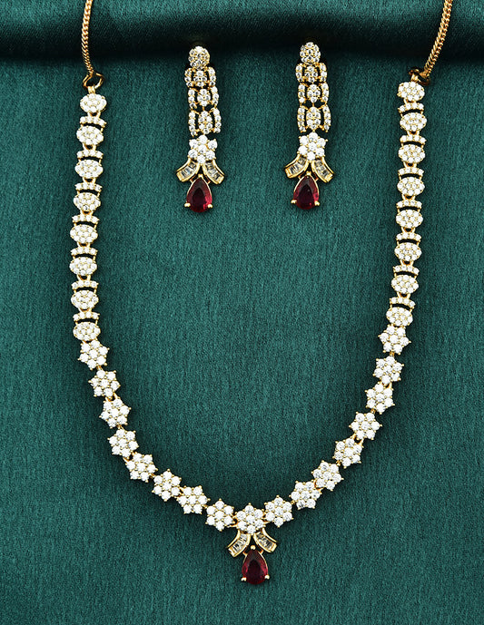 Designer Gold Polish Zirconia Necklace Set
