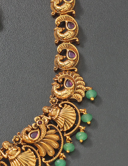 Designer Elegant Lakshmi Devi Matt Kempu Necklace Set