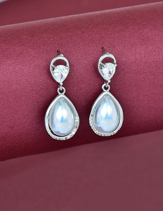 Zircon Mother Of Pearl Drop Earrings