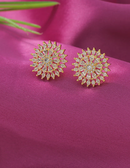 Designer Zirconia Floral Stud Earrings