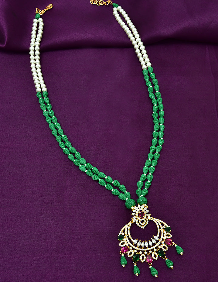 Designer Zirconia Tulips Chain Pendant