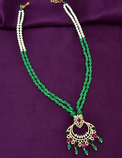 Designer Zirconia Tulips Chain Pendant