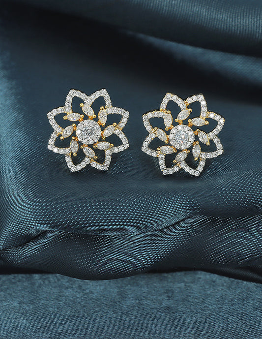 Designer Zirconia Floral Stud Earrings