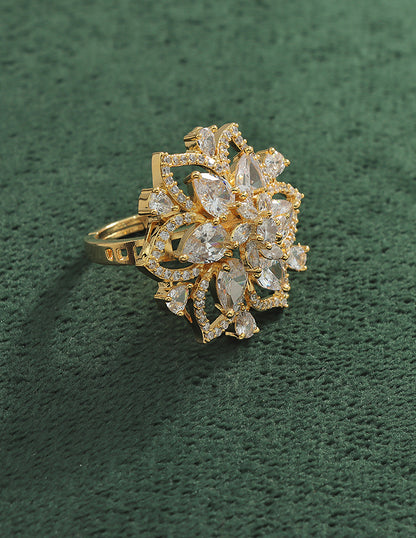 Designer Zirconia Floral Finger Ring