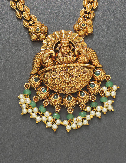 Designer Elegant Lakshmi Devi Matt Kempu Necklace Set
