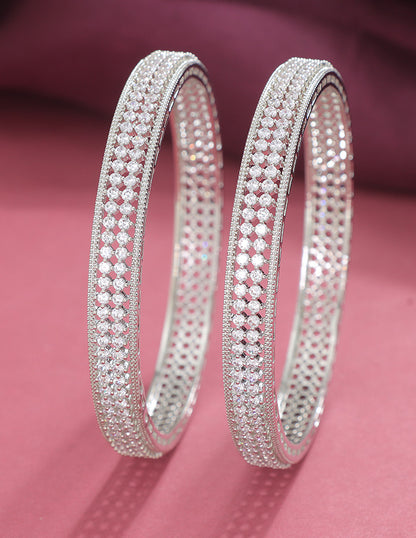 Designer Zirconia Rhodium Plated Bangles