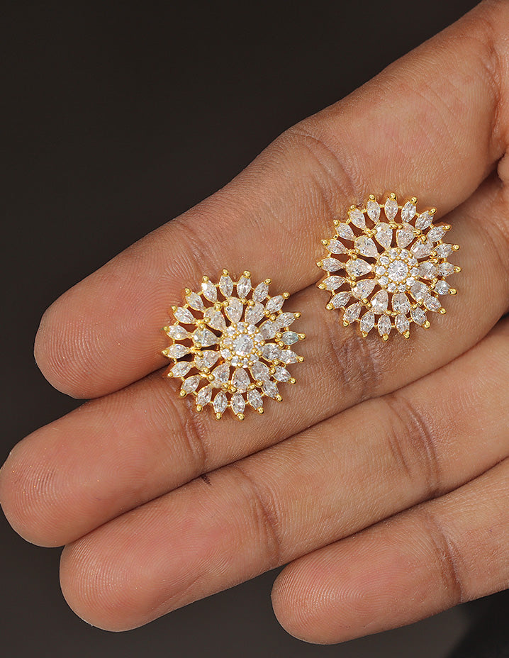 Designer Zirconia Floral Stud Earrings