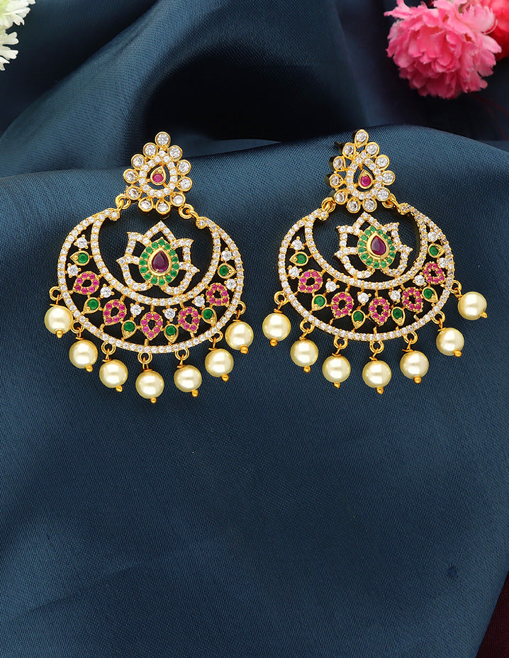 Designer Zirconia ChandBali Earrings