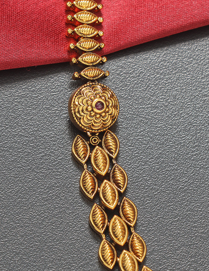 Designer Elegant Lakshmi Devi Matt Kempu Necklace Set