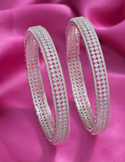 Designer Zirconia Rhodium Plated Bangles