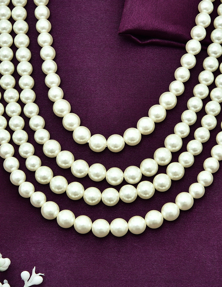 Designer Zirconia 4-Lines Pearls Mala