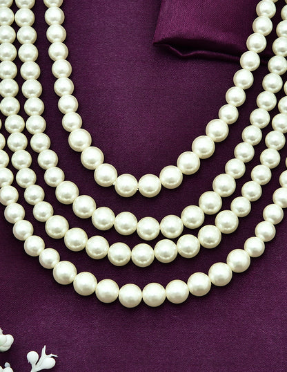 Designer Zirconia 4-Lines Pearls Mala